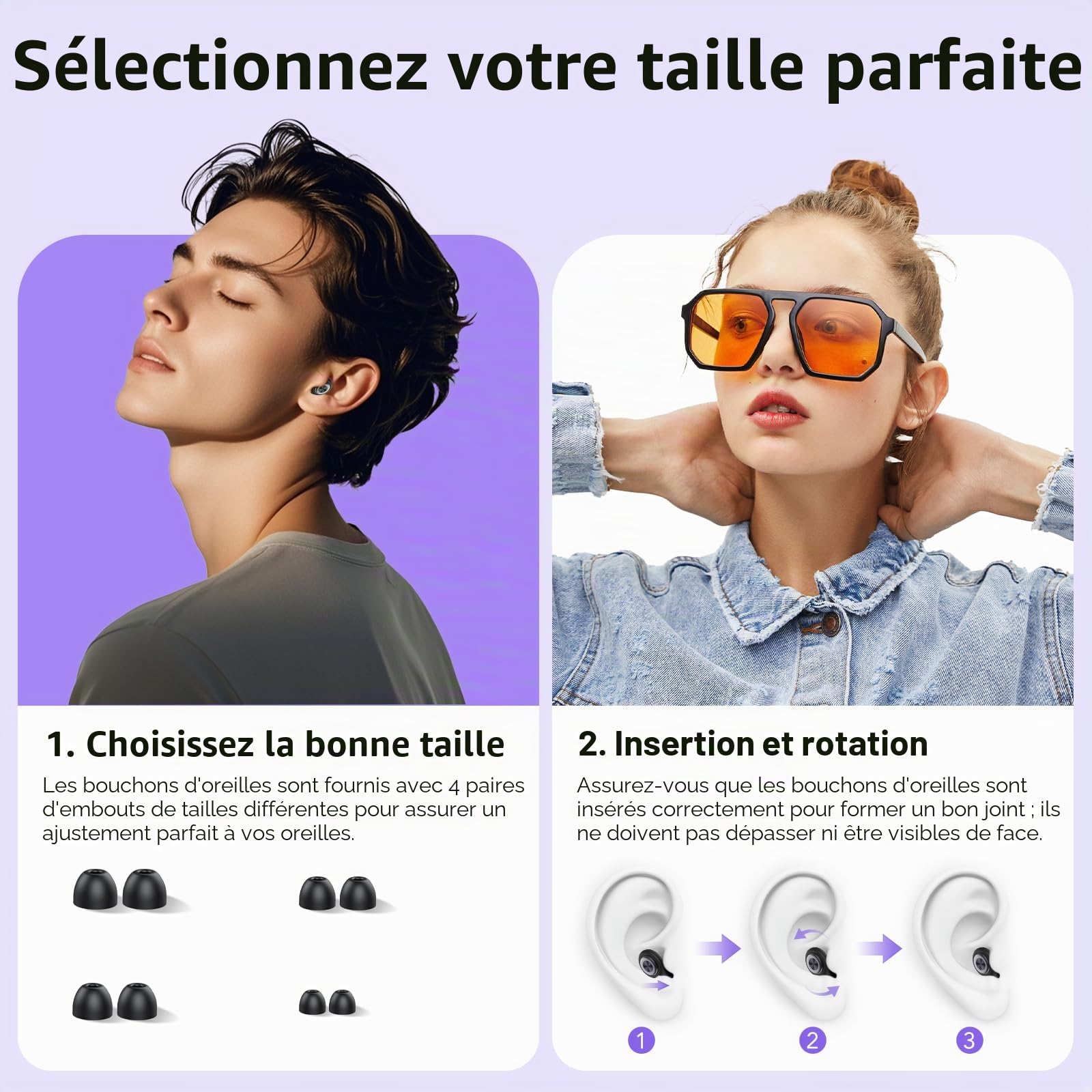 Bouchon D'oreille Pour Dormir, 2026 Nouveau Bouchon D'oreille Anti Bruit, Doux, Léger Et Réutilisable