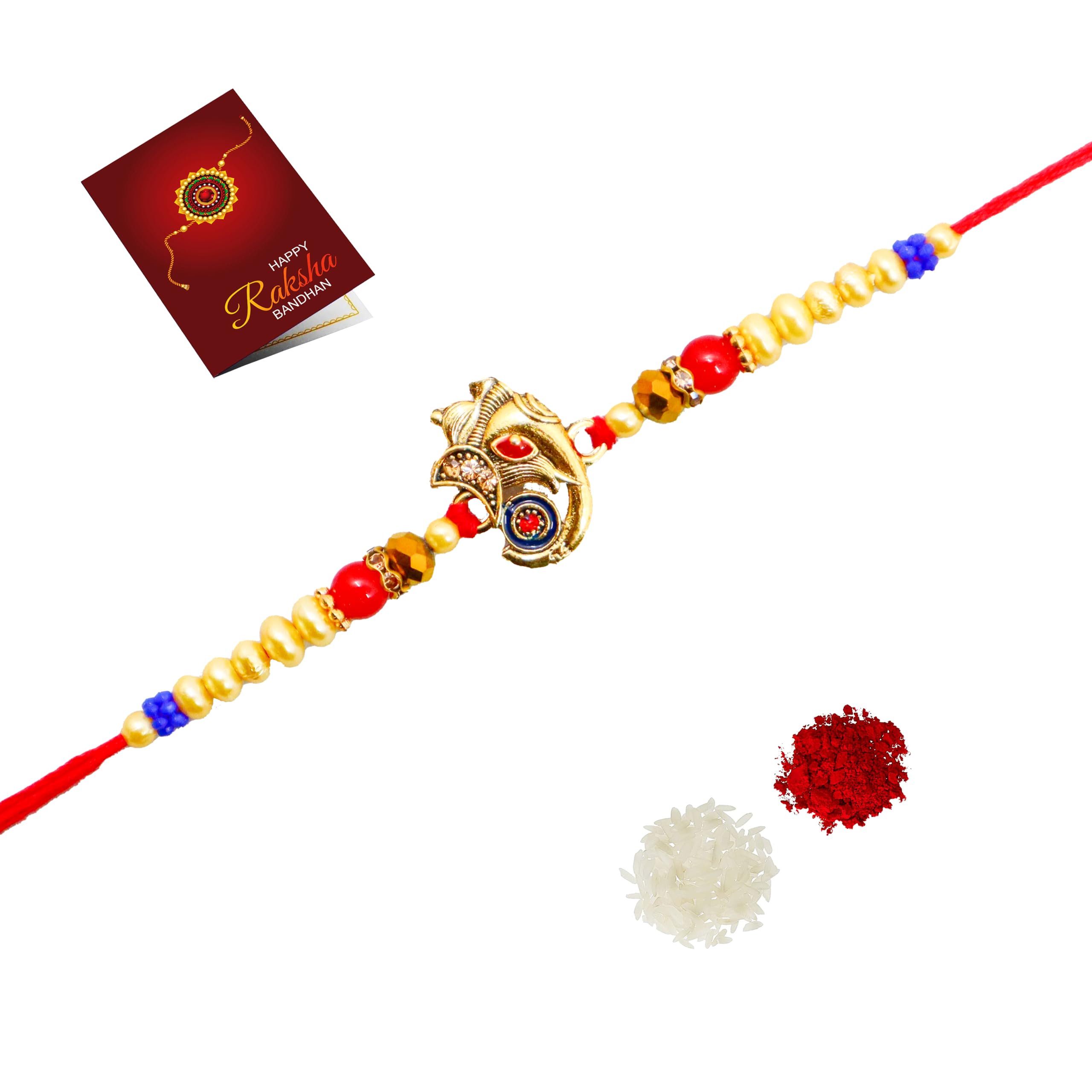 JAIPUR ACE Elegant Blue “BRO” Designer Rakhi Gift Set with Greeting Card and Roli Chawal Pouch, Premium Brother Rakhi, Festive Raksha Bandhan Gift for Brother, Traditional (Pure Bond Rakhi)