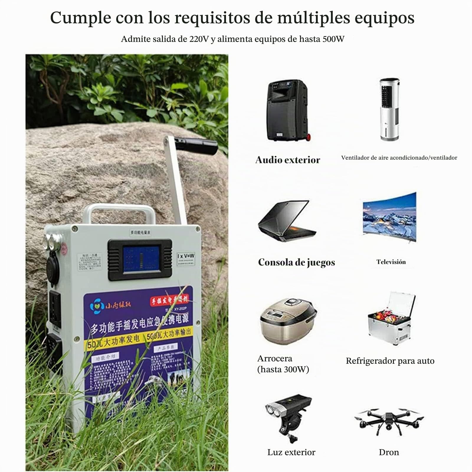 Dinamo De Cargador De Cigüeñal Portátil DC 220v, Generador De Suministro De Energía Móvil, Electricidad (500w/46800mah)