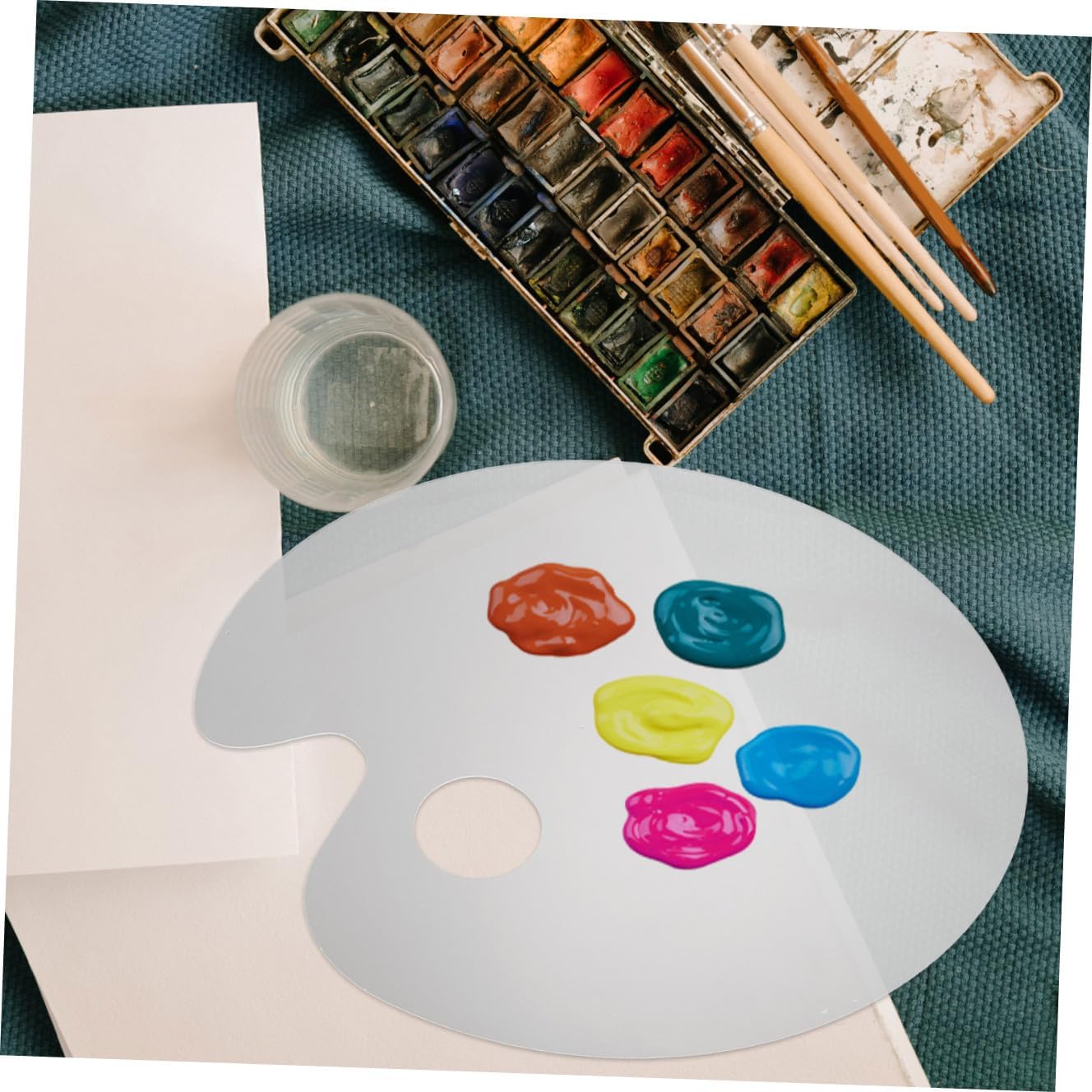 KALLORY 1pc Acrylic Pigment Mixing Tray Lightweight Transparent Artist Pallet for Watercolor and Acrylic Painting Non-Stick Paint Color Tray for Art Projects and Crafts