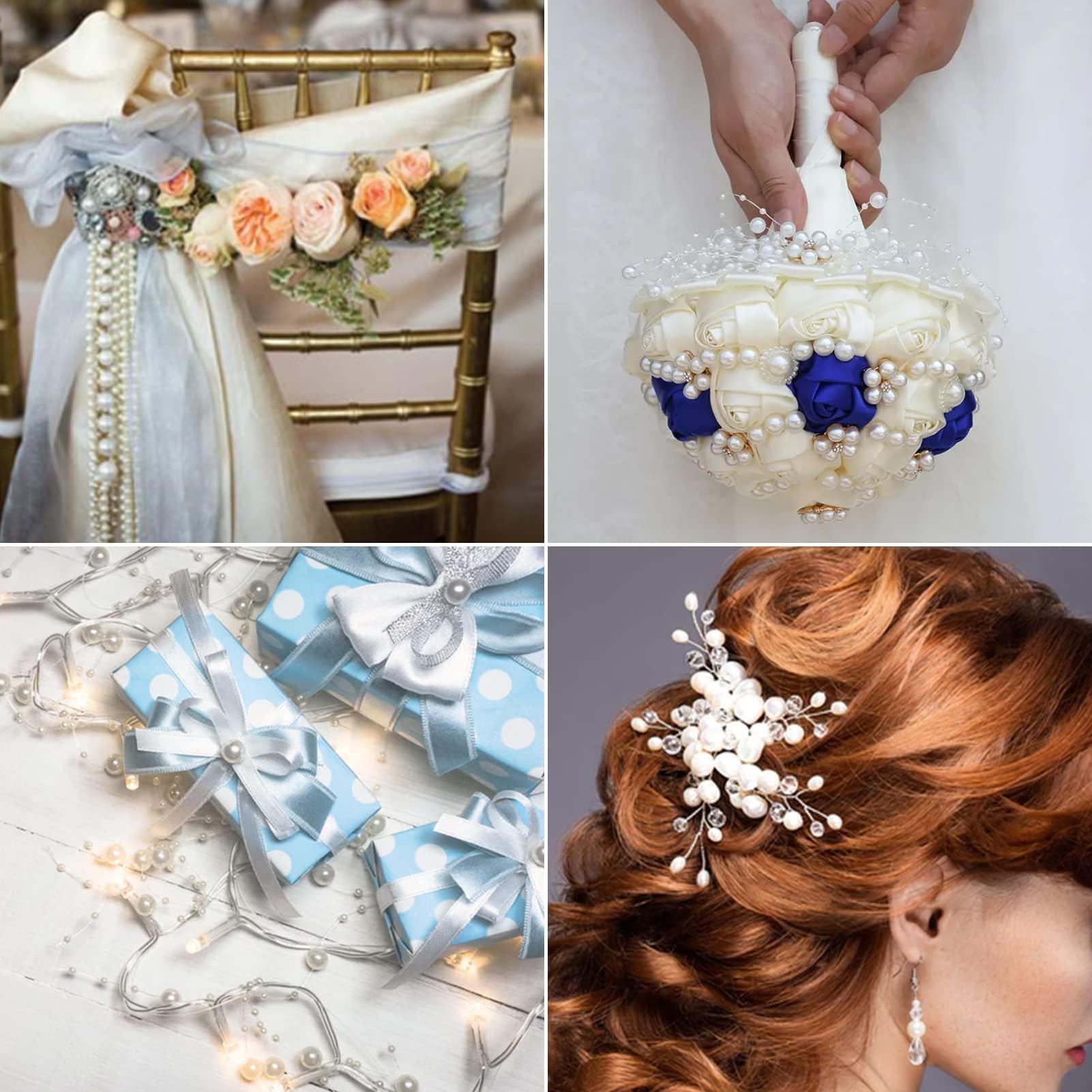 Set di Collana di Perle Decorative,10m Perle Artificiali Stringa Tenda Appendere Ghirlanda di Perline di Perle Finte da 8 mm Perline di Perline per Feste perline decorative per l'artigianato di perle