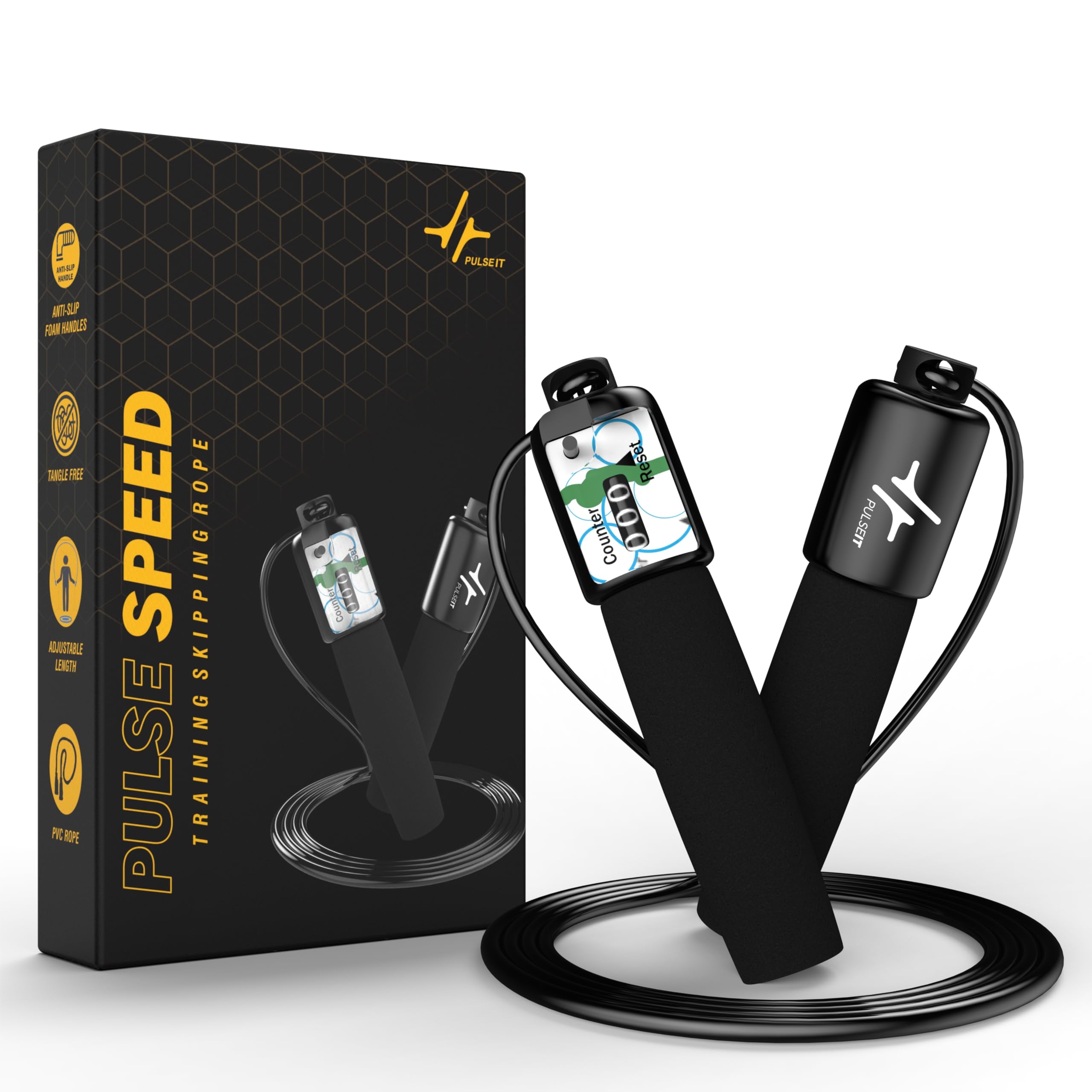 PulseSpeed Skipping Rope With Counter for Men, Women, and Children With Counter Jump Rope for Exercise, Workout, and Weight Loss, Training Rope for Fitness