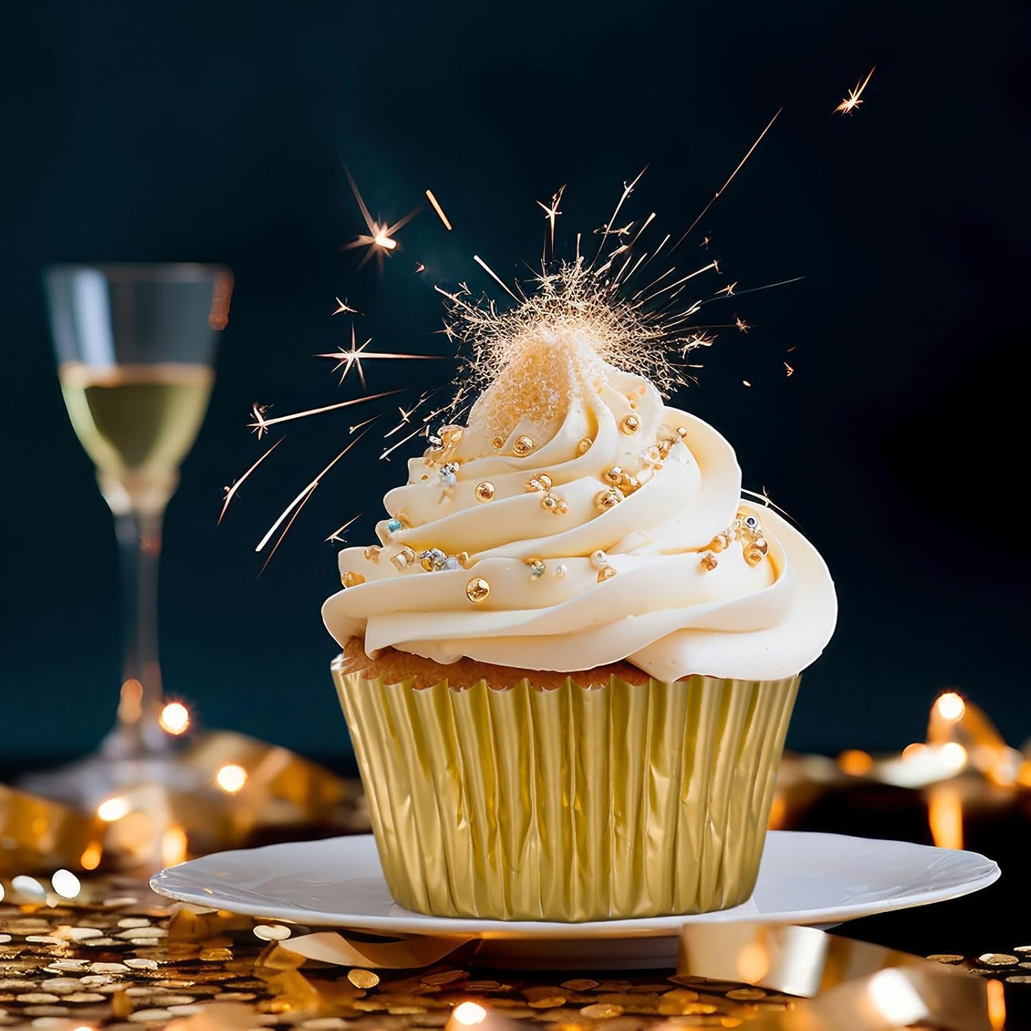 Whaline 150Pcs Graduation Cupcake Liners Congrats Grad Foil Baking Cups Black Silver Gold Foil Metallic Cupcake Wrappers for College High School Birthday Party Supplies Table Decor