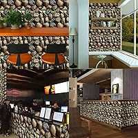 Vista 5 de ECYC Ltd Papel tapiz autoadhesivo 3D de piedra sintética de 17.72 x 393.7 pulgadas, para despegar y pegar, calcomanías de pared de bloques de piedra