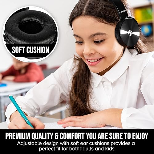 Miniatura 4 de Sonitum Juego de auriculares y micrófono de alta calidad para el aula, auriculares estéreo con micrófono y almohadillas giratorias suaves para los