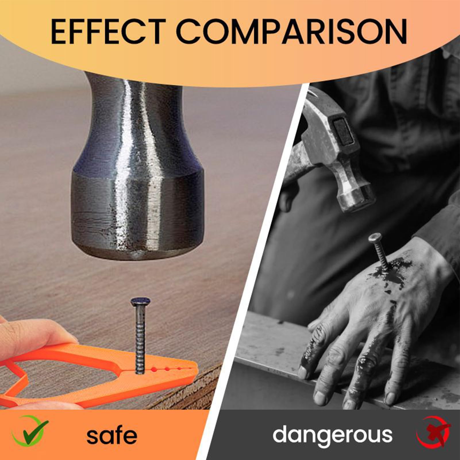 Nails Holder Hammering, Nail Fixing Tool, 4,41 x 1,38 x 0,35 pulgadas, Anti Smash Finger Protector, Ergonómico Pliers for Carpentry, Woodworking, Construcción, Home Repair Tasks