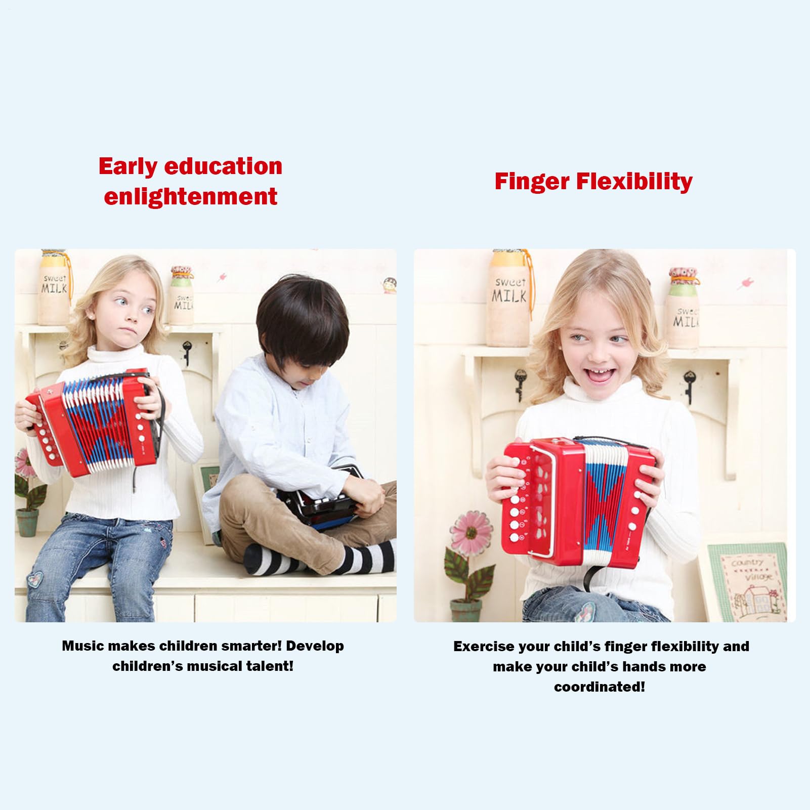 Giocattolo a fisarmonica per bambini - 7 tasti portatile a fisarmonica per bambini 3 anni precedenti | Fisarmonica giocattolo per principianti, strumento musicale per bambini, giocattolo musicale