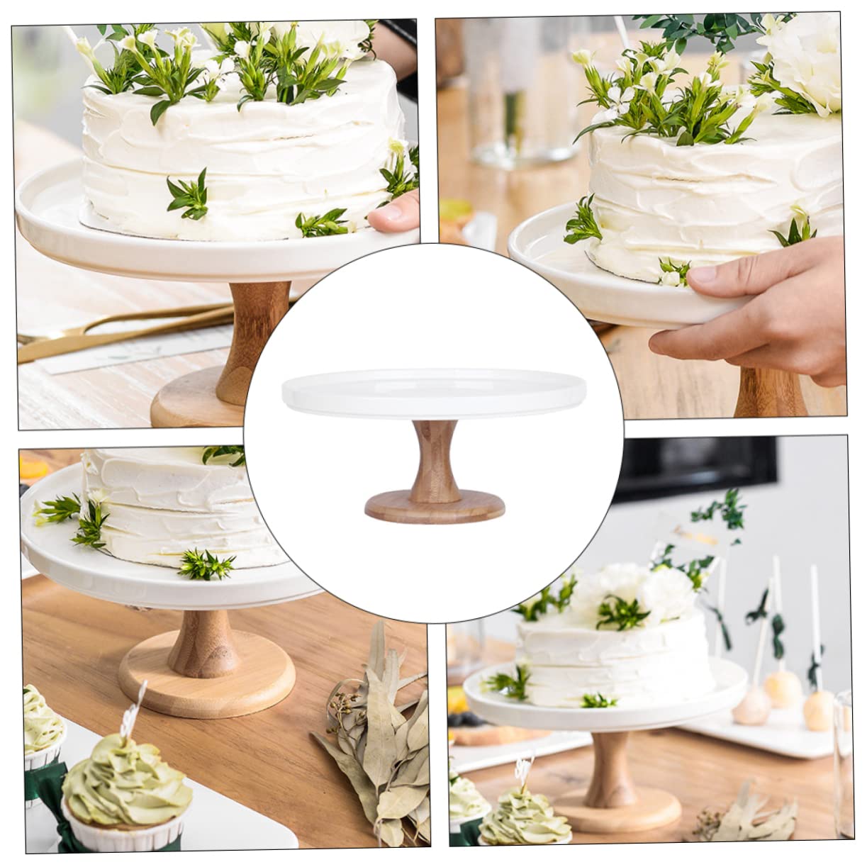 COLLBATH Alzatina per Torte in Ceramica Bianca per Esposizione | Eventi e Buffet, per Frutta, Dessert e Caramelle, Lavorazione Fine e Design Creativo