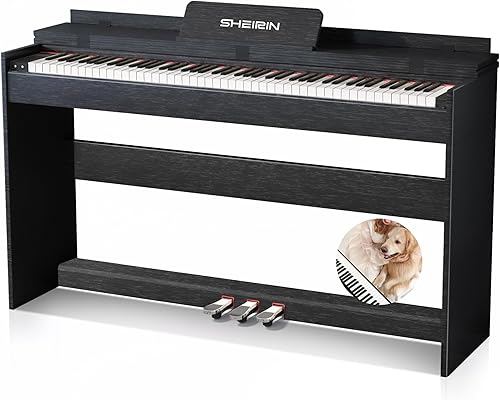 SHEIRIN Piano digital 88 teclas de soporte ponderado cubierta martillo acción teclado eléctrico pedal tamaño completo hogar profesional musical