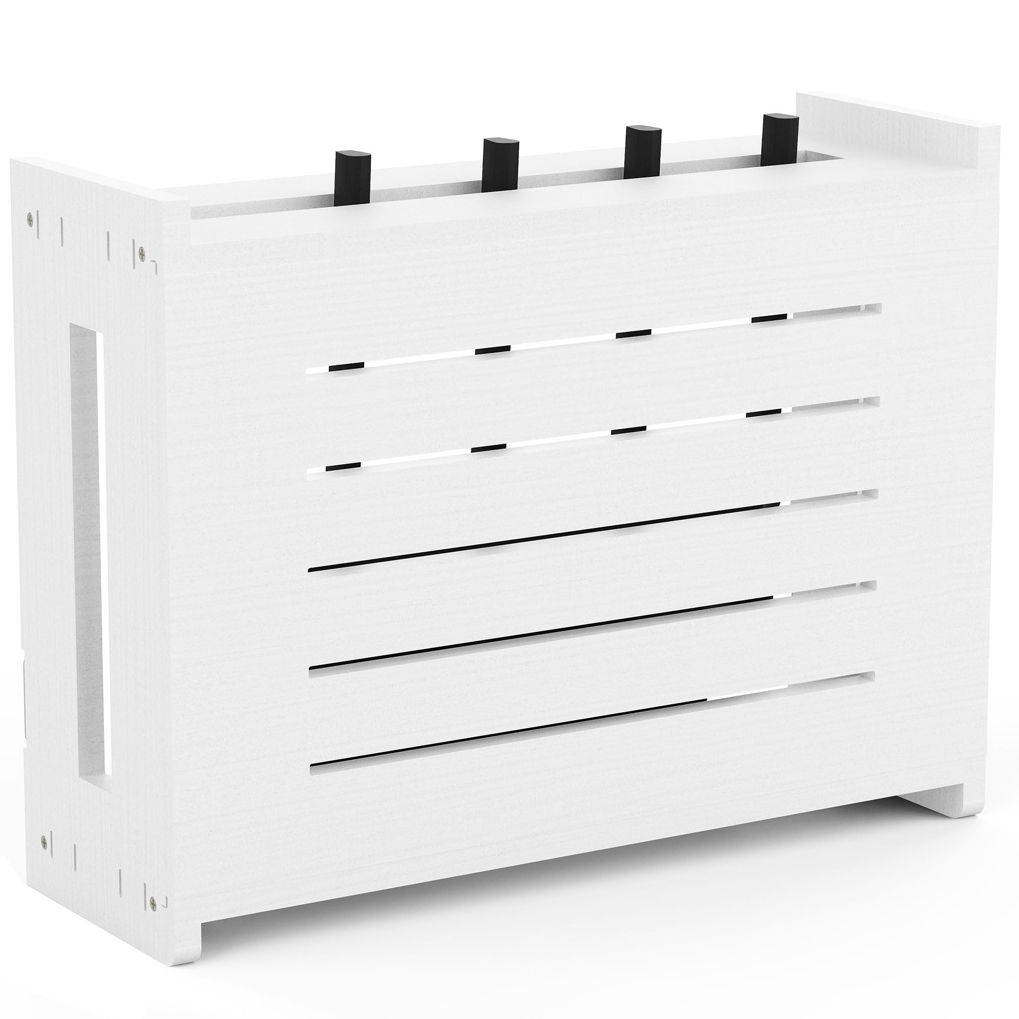 Photo 1 of Riaxia Wooden WiFi Router Storage Box, Wall-Mounted Router Hider with Cable Management System, Countertop Modem Shelf Hider Cover, Home Organization Solution for Most Size Routers, Need Assembly