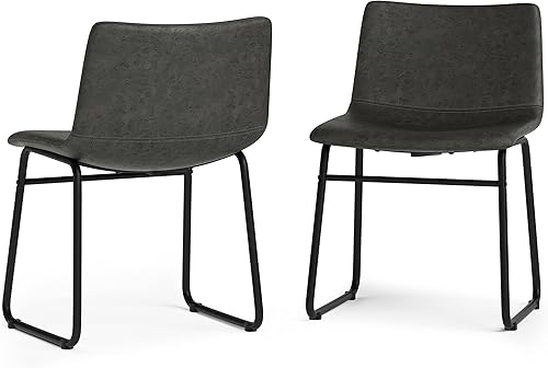 Miniatura 11 de SIMPLIHOME Warner - Silla de comedor moderna de mediados de siglo (juego de 2) en piel sintética vegana marrón envejecida, para el comedor Marrón