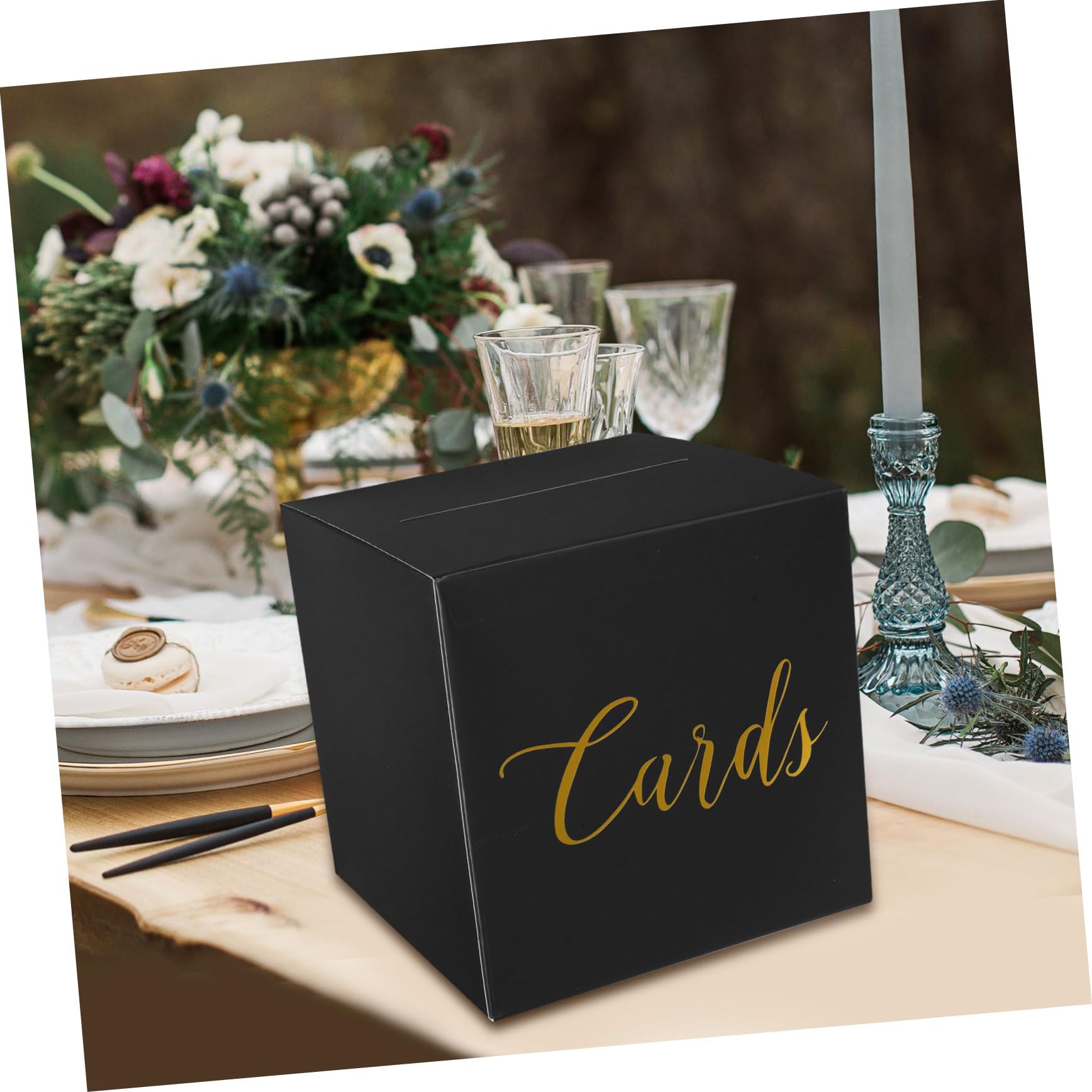 SOLUSTRE 4 Sätze Teiliges Hochzeitskartenbox aus Schwarze Geschenkbox für Hochzeit Empfang Gästewünsche Stilvolle Aufbewahrung Besonderer Karten und Erinnerungen