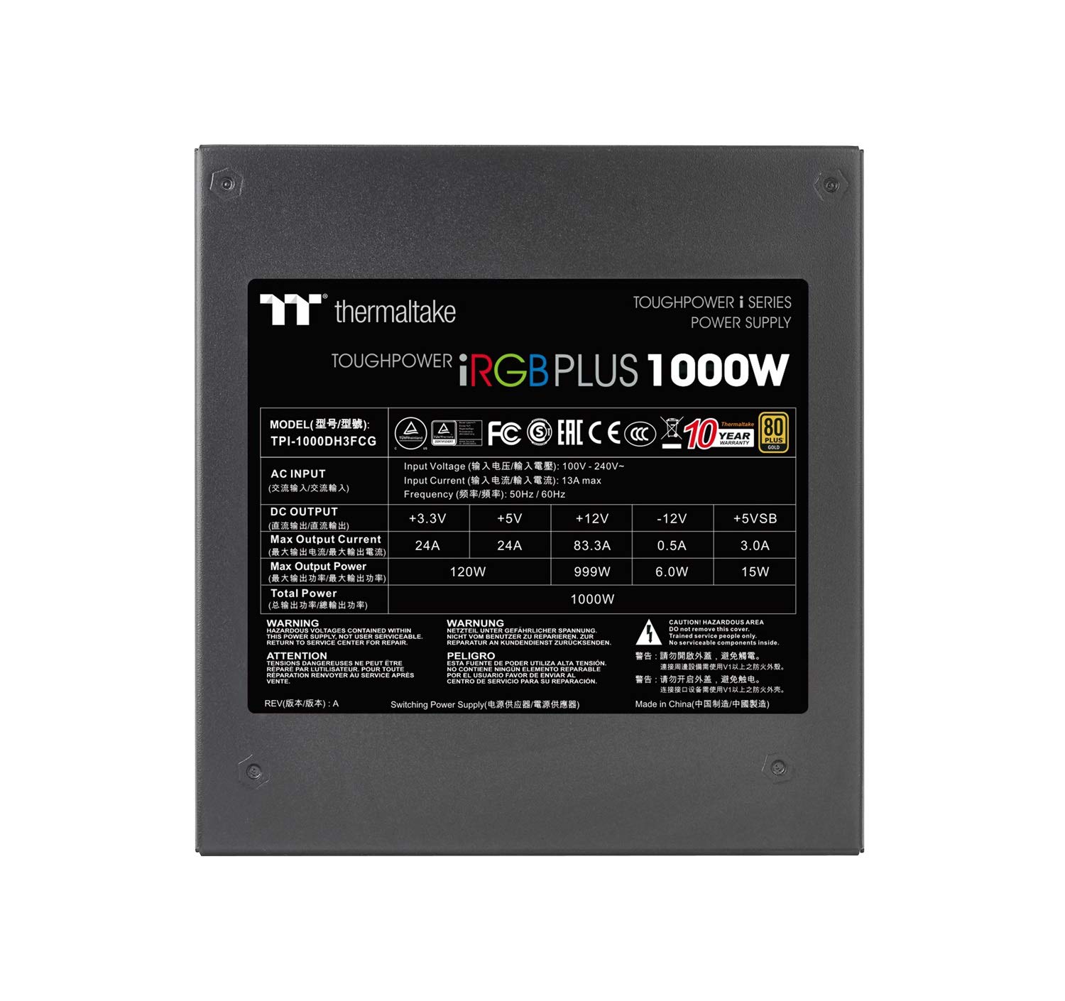 Amazon | Thermaltake TOUGHPOWER DIGITAL iRGB PLUS 1000W -GOLD- PC