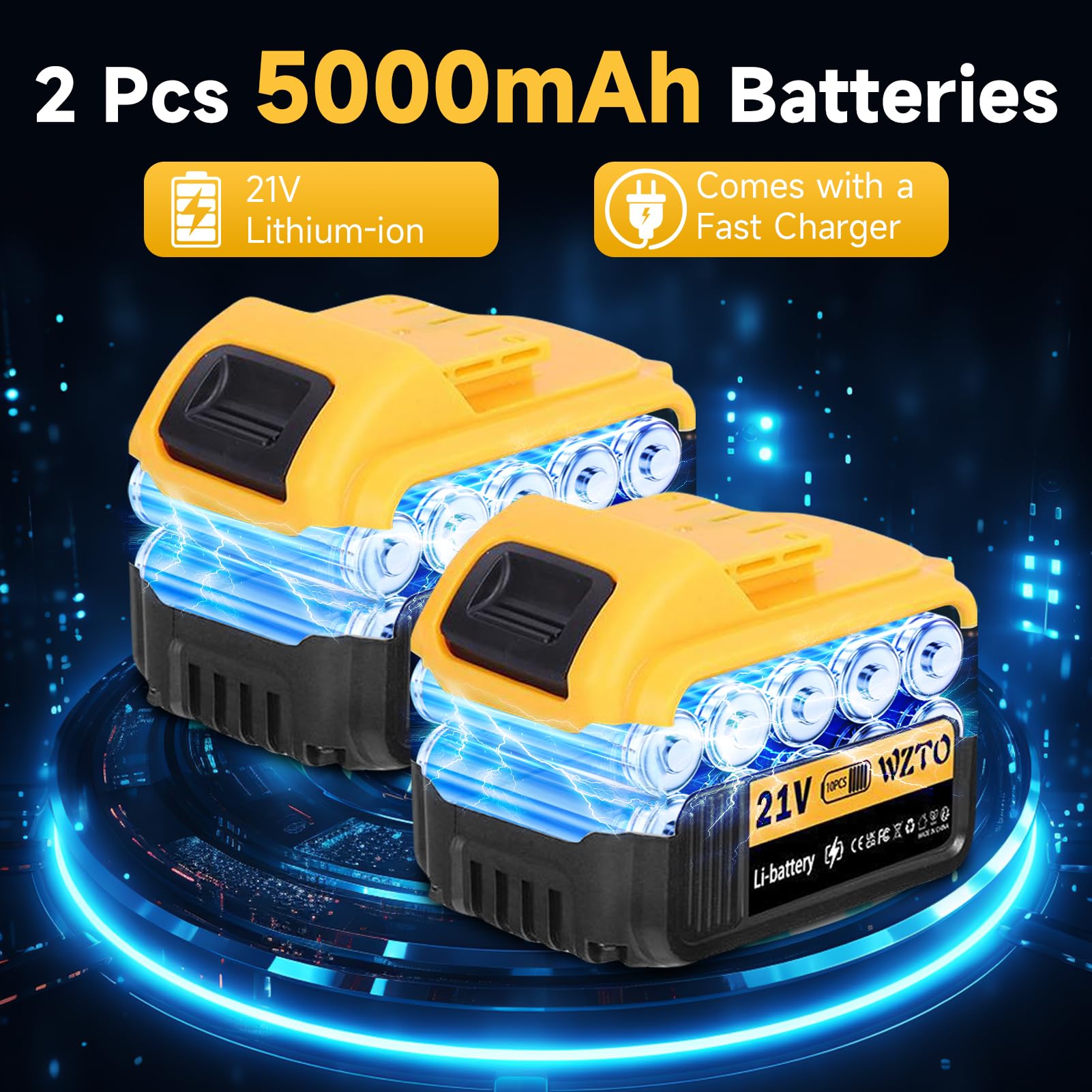 1500W Meuleuse d'angle Sans Fil 21V avec 2X 5000mAh Batterie 30000rpm Moteur Brushless Disqueuse Sans Fil 125 mm Disques de Coupe Polisseuse à 3 Vitesses Pour Découper Polir et Poncer