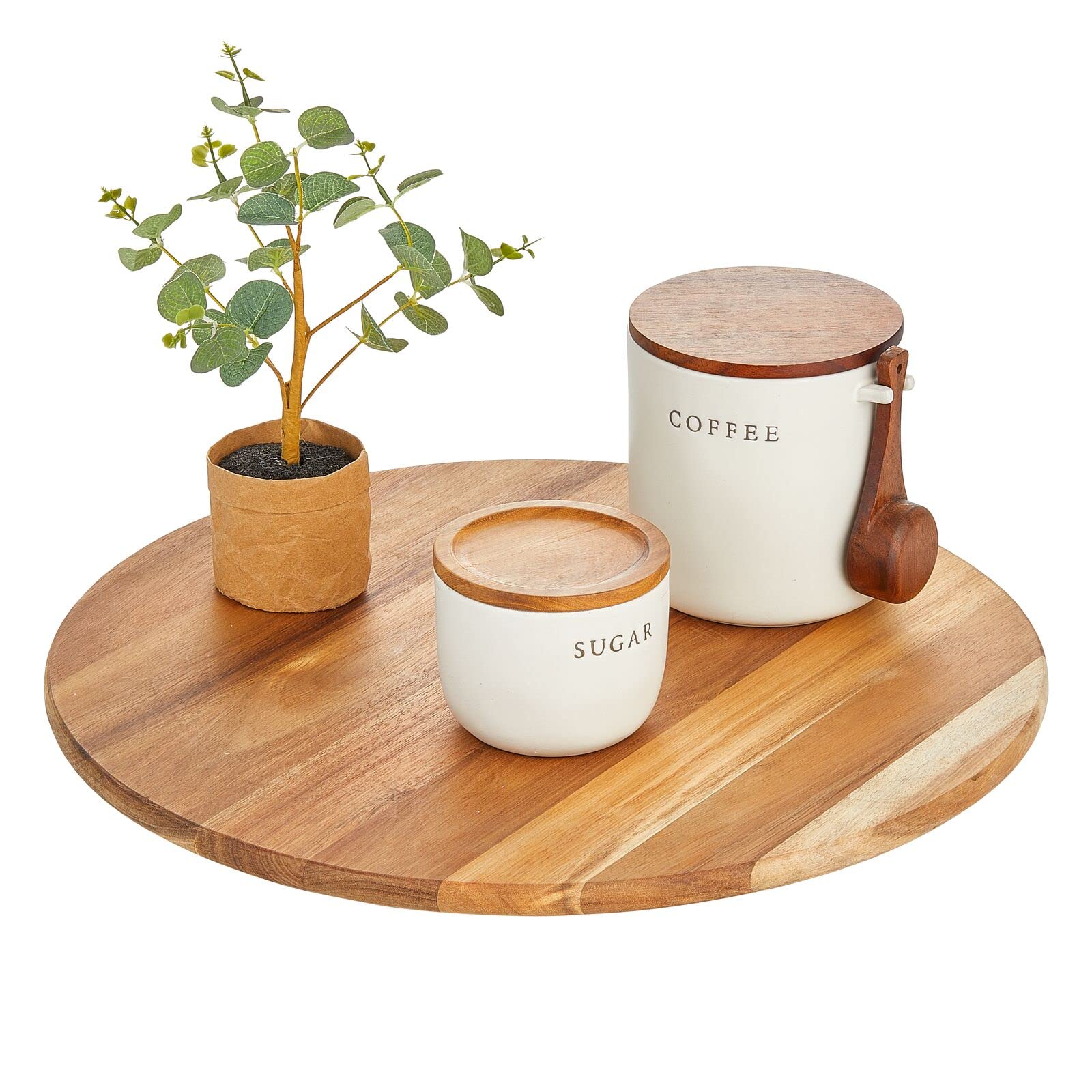 Photo 1 of mDesign Acacia Wood Lazy Susan Turntable Spinner for Kitchen Cabinet,