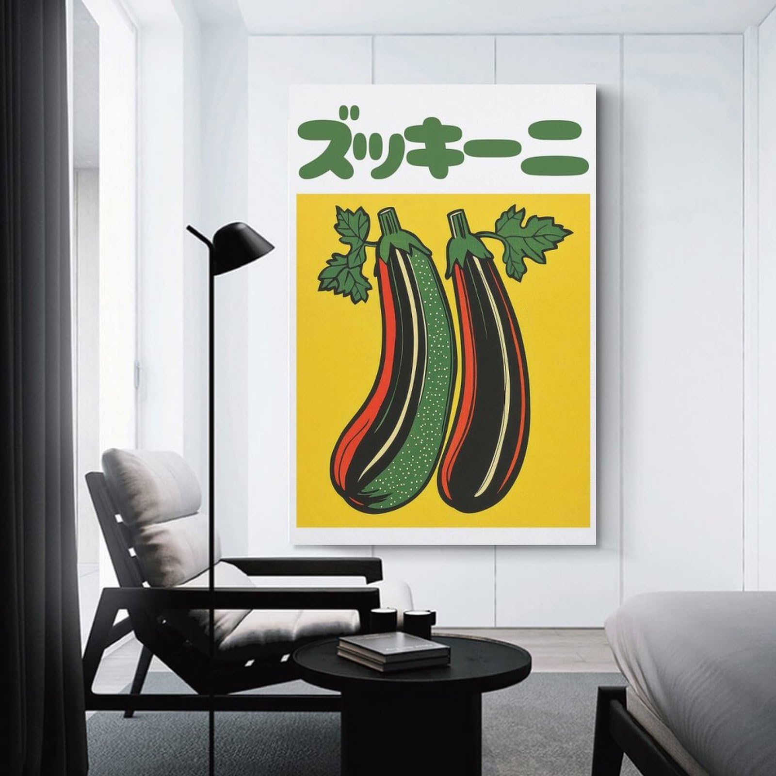 Junmoney Canvas Wall Decor Zucchini Japanese Art Print, 16x24inch(40x60cm), for Living Room, Bedroom, Office Or Hallway, Decorative Artwork with Broad Appeal