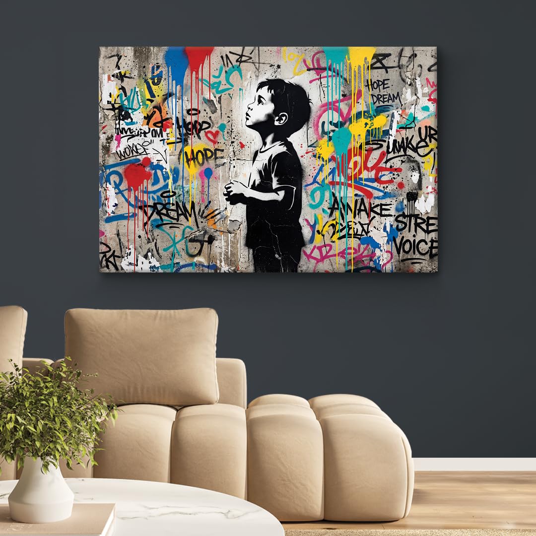 AREDE Bilder Wanddeko auf Leinwand Verliere niemals die Hoffnung Art Decor Wohnzimmer Deko Zimmer Wandbilder Modern Bild | 90 x 60 cm | Fertig zum aufhängen