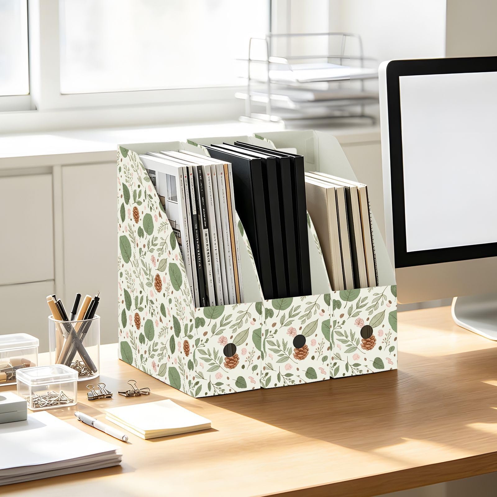 Organizer per cartelle portadocumenti estetico floreale pastello con