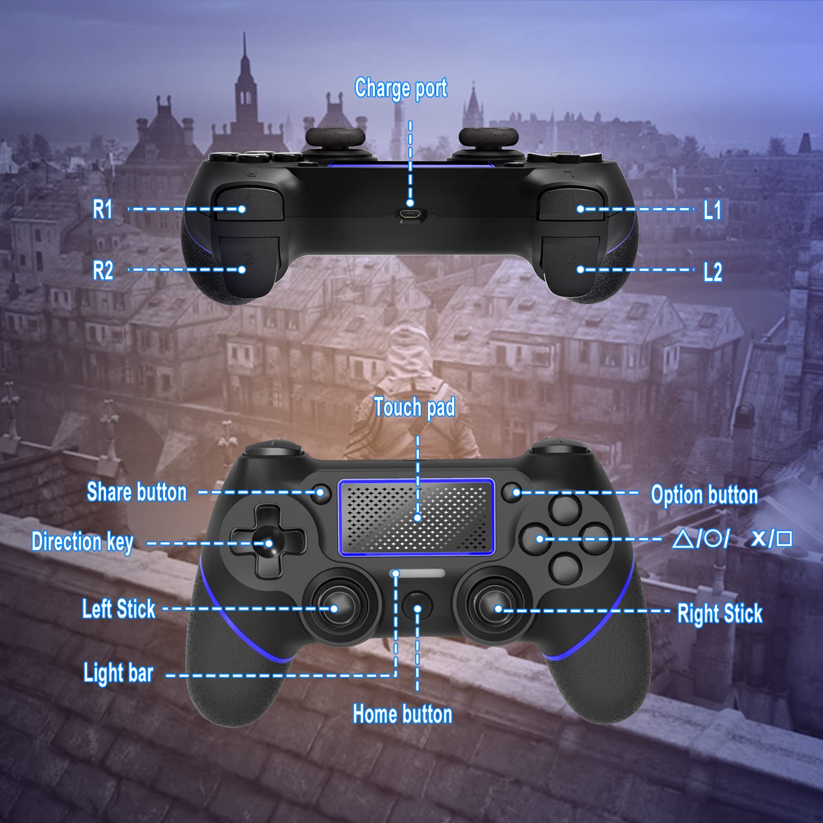 Ps4 Controller Wireless Controller Compatible With PS4/Slim/Pro/PC