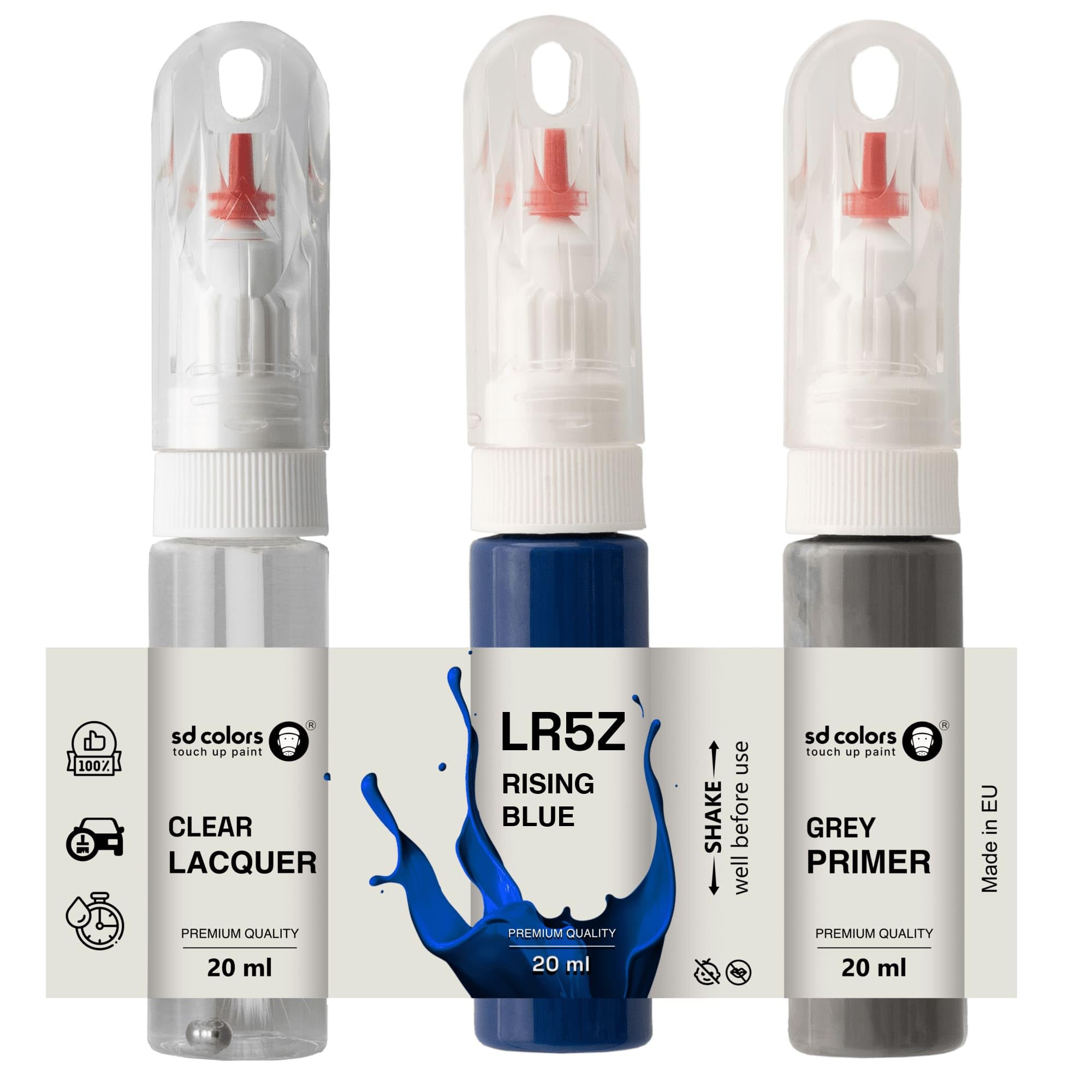 Sd Colors Paint+Primer+Lacquer Rising Blue Lr5z 4C Touch Up 20 Ml Paint Convenient Brush For Scratch Repair Fix (Paint+Primer+Lacquer)