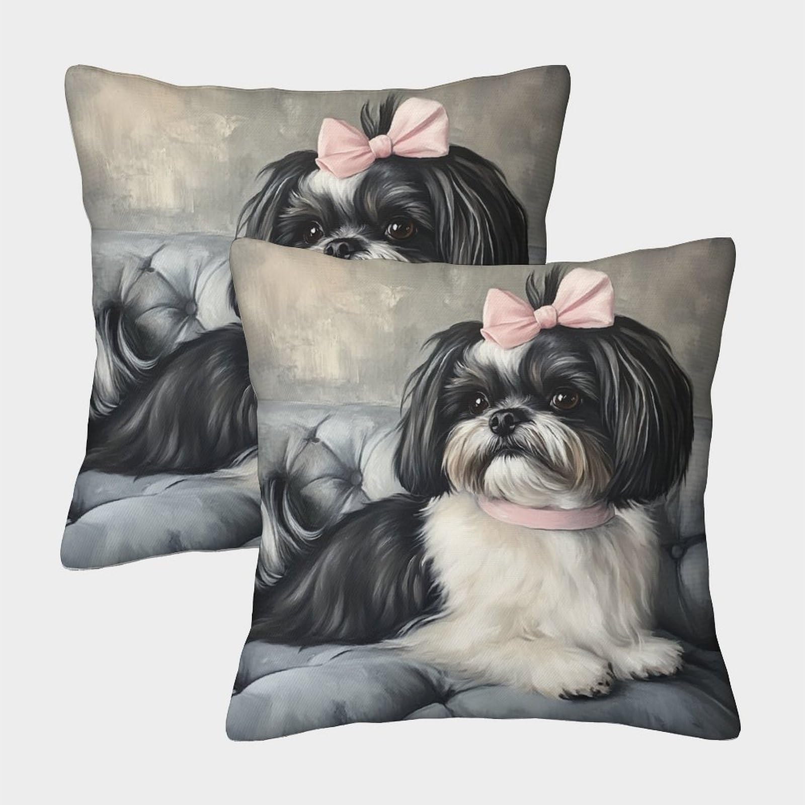 Jlzbxcuer Style-6 Shih Tzu Printed Cushion Covers Decorative Square Throw Pillow Case Pack Of 2 For Sofa Couch Home Office Garden 40X40cm