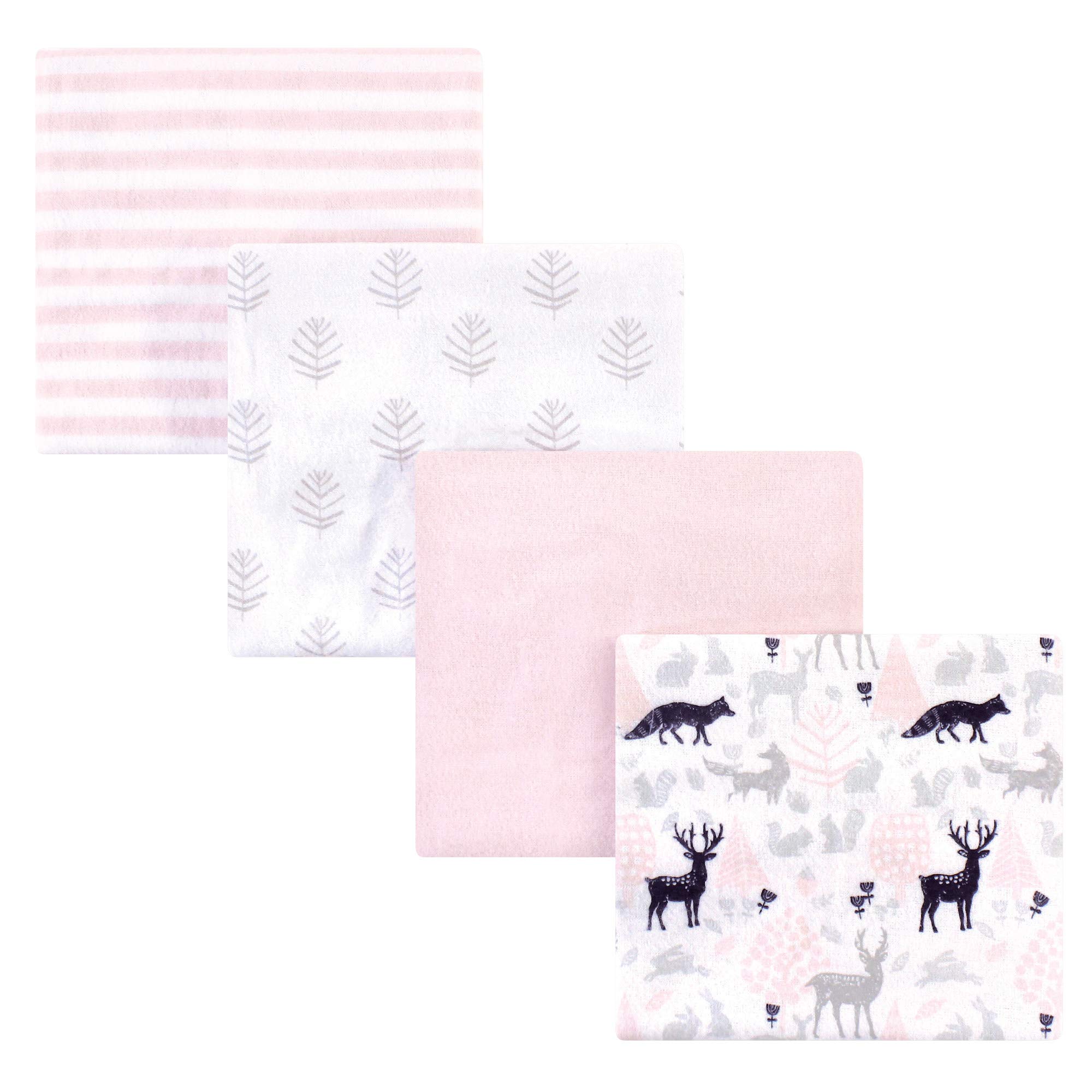 Hudson Baby Unisex Baby Cotton Flannel Receiving Blankets, Linocut Woodland Girl, One Size