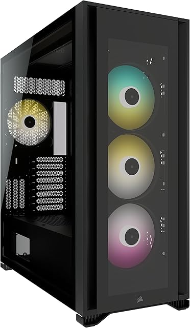 Corsair iCUE 7000X RGB Full-Tower ATX PC Case (Three Tempered Glass Panels, Four Included 140mm RGB Fans, Easy Cable Management, Smart RGB and Fan Speed Control, Spacious Interior) Black