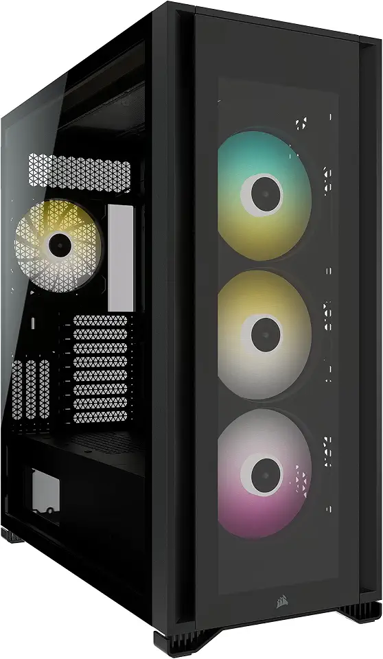 Corsair iCUE 7000X RGB Full-Tower ATX PC Case (Three Tempered Glass Panels, Four Included 140mm Fans, Easy Cable Management, Smart RGB and Fan Speed Control, Spacious Interior) Black