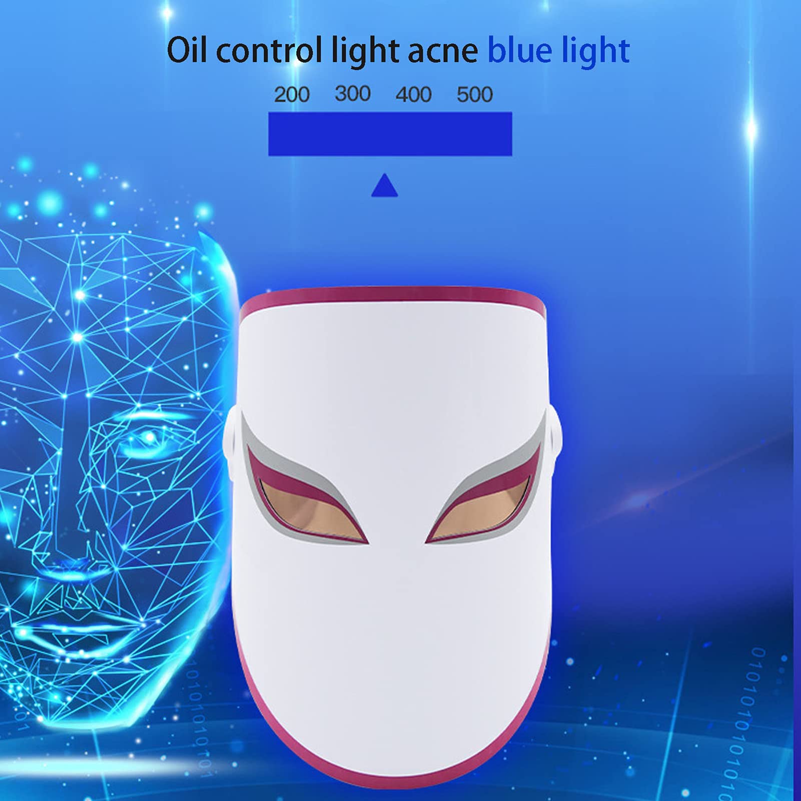 Máscara Light Therapy, Máscara Led Facial 3 Colores, Máscara de Terapia de luz LED para Rejuvenecimiento y Estiramiento de la Piel, Mascara Led Facial