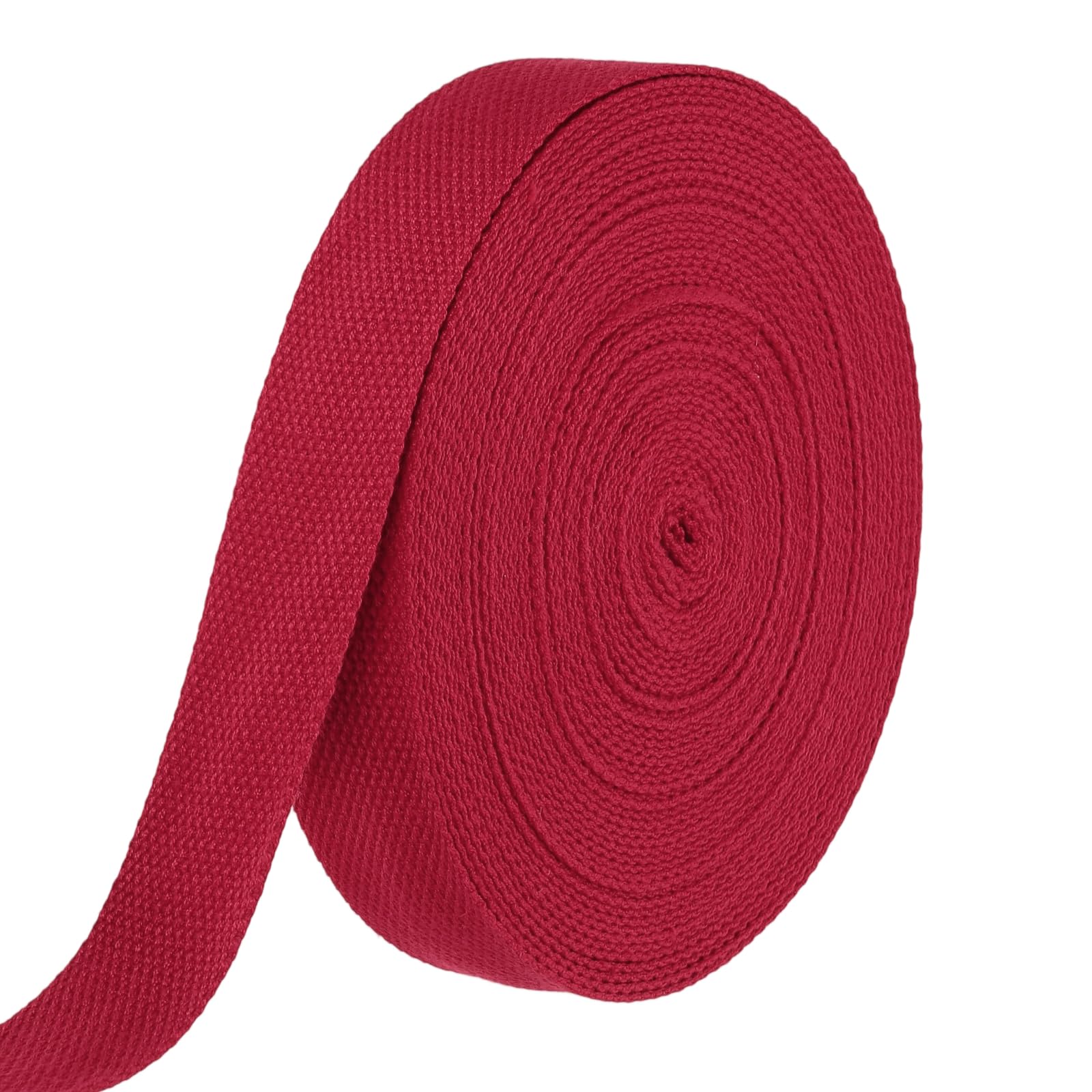 sourcing map Cotton Webbing 38mm x 14m (W x L) Polyester Cotton Weave Webbing Strap Twill Tape Ribbon for Art and Crafts Webbing Tote Bag Handles Cloth Belt Making Outdoor Supplies, Dark Red