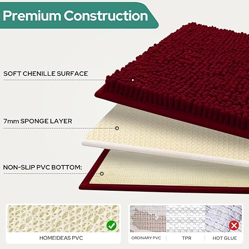 Miniatura 6 de HomeIdeas juego de 3alfombras de baño, incluye alfombrilla de inodoro en forma de U, alfombrilla de baño y cubierta para tapa de inodoro, lavables a