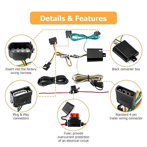 Miniatura 2 de WeiSen Arnés de cableado de remolque personalizado de 4 pines compatible con Ford Edge Escape Freestar 2004-2012, compatible con Lincoln MKX Fit