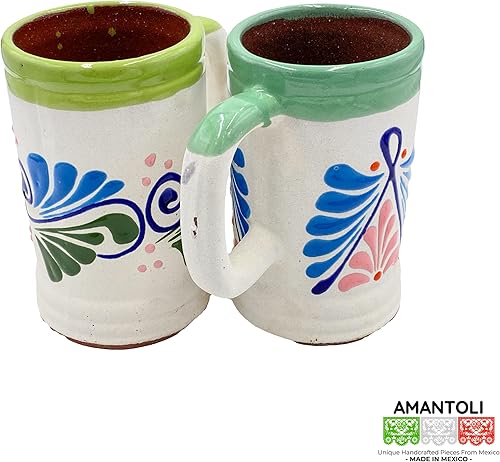 Miniatura 3 de Amantoli - Set of 2 236oz 700 ml Genuine Mexican Clay BeerCoffee Mugs  Vasos Cerveceros De Barro Espiga  Taco Tuesday  Mezcal  Tequila  Raisilla