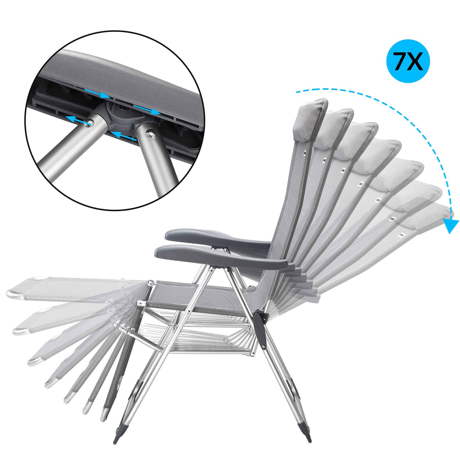 Casaria Tuinstoelen Set van 2 Opvouwbare 7-voudig