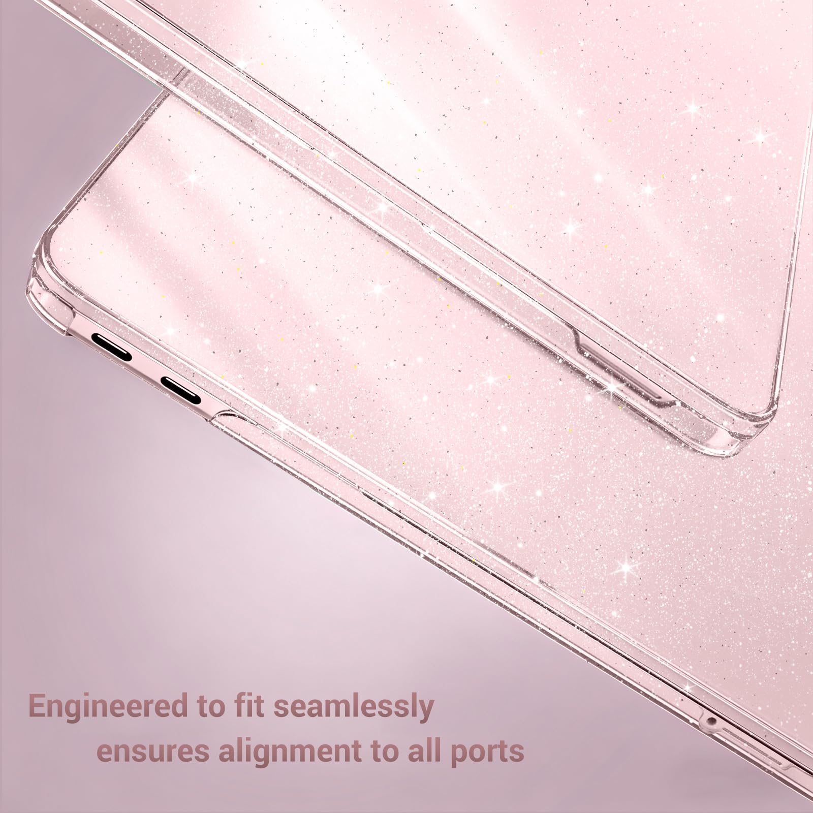 MOSISO Funda Purpurina Brillante Compatible con MacBook Neo 13 Pulgadas A3404 2026 Chip A18 Pro, Resistente a Las Grietas Protectora Funda Rígida&Teclado Tapa&Protector Pantalla&Bolsa,Rosa Nube