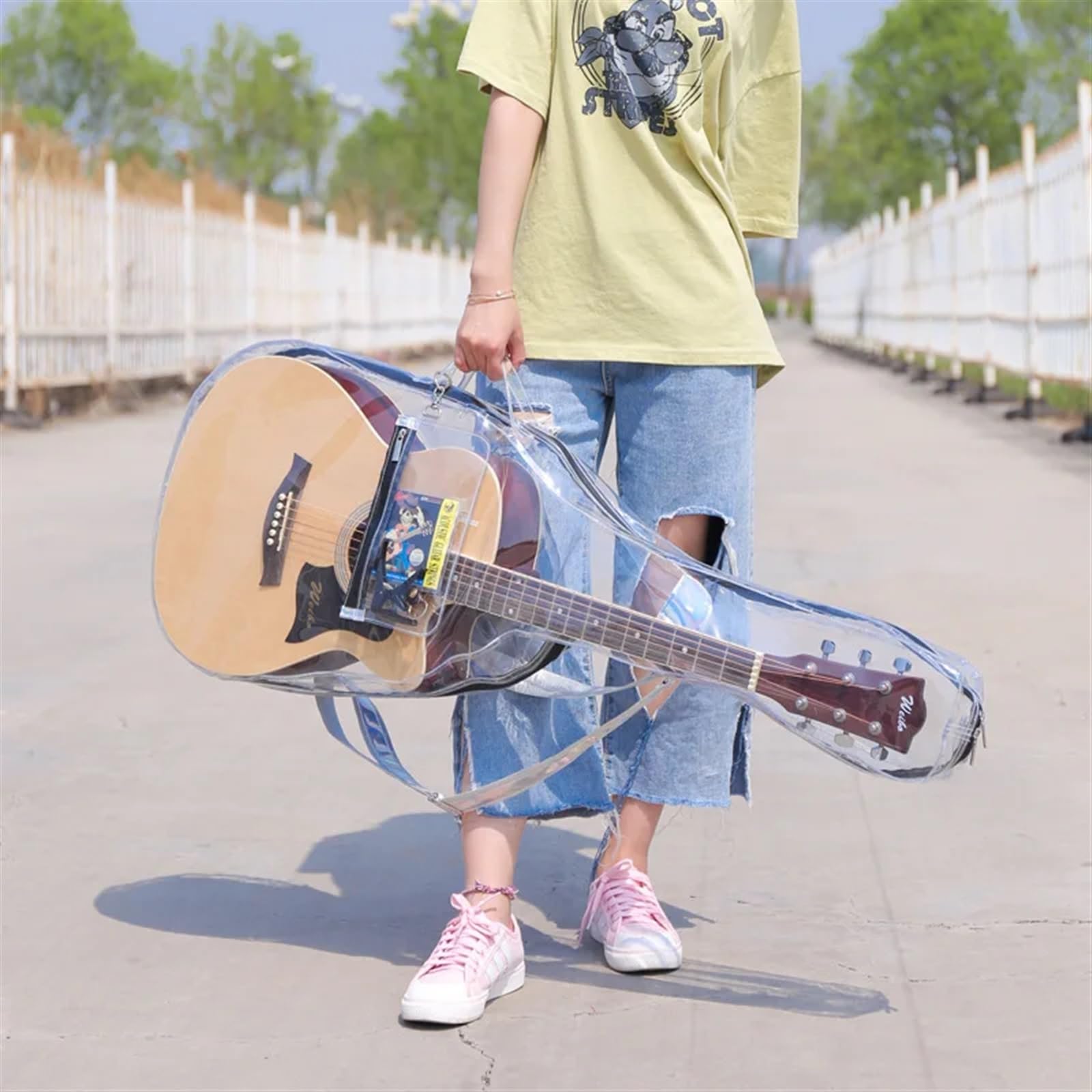 Funda Guitarra Estuche Tipo Mochila Transparente Impermeable for Guitarra acústica y eléctrica de 39, 40 y 41 Pulgadas