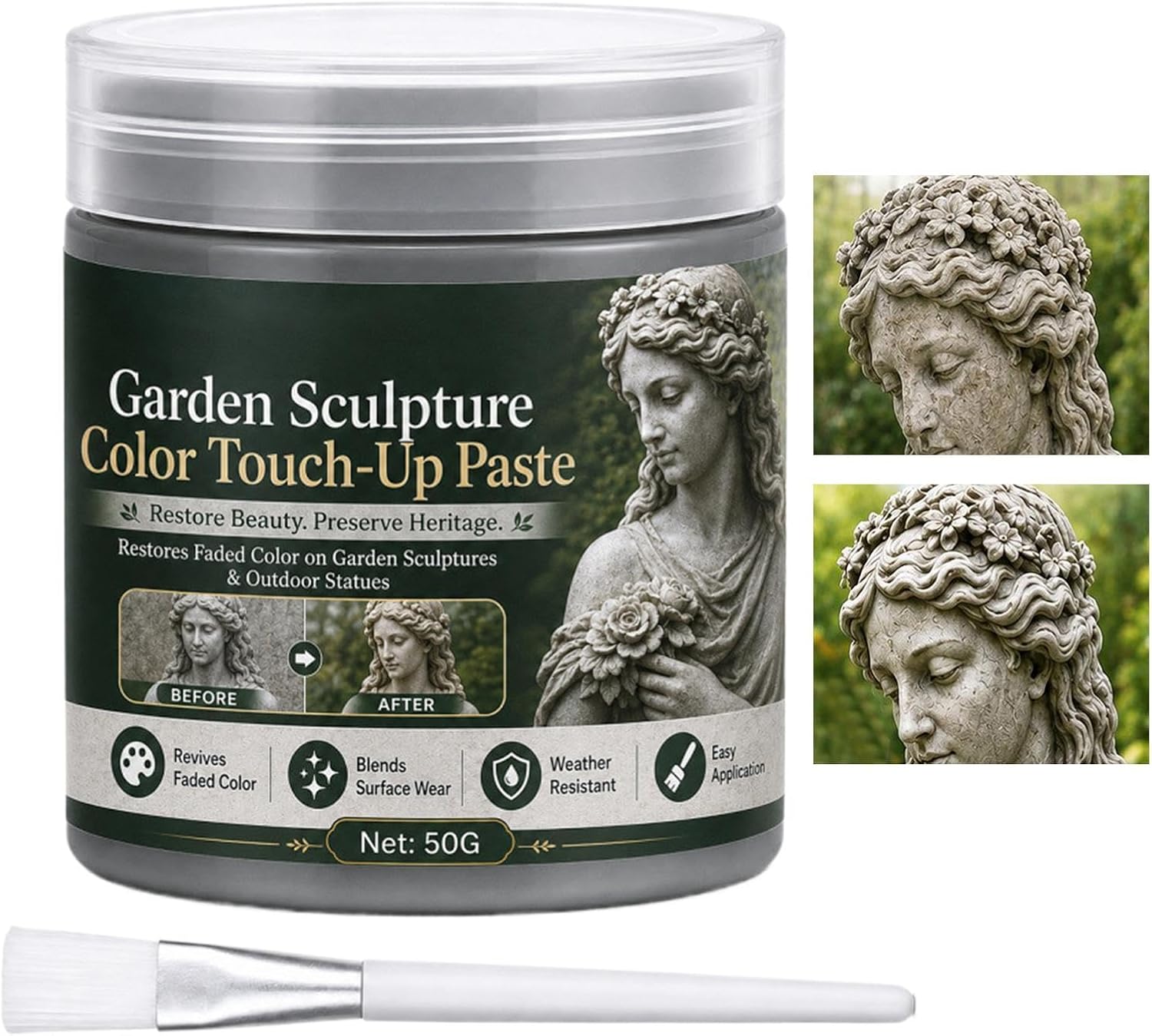 Sculpture Repair Paste, 50g Color Restoring Cream for Smooth Weatherproof