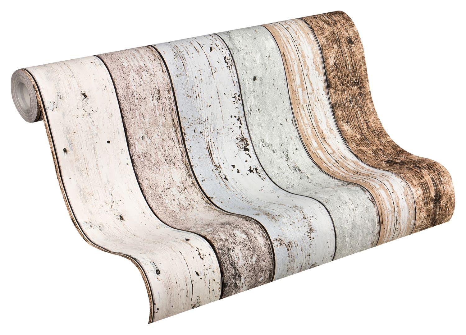 Sanders & Sanders papier peint imitation bois marron, bleu et beige 53 cm x 10.05 m