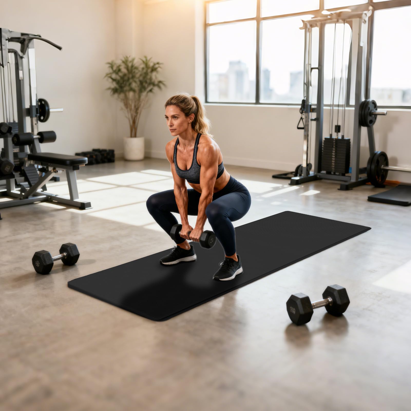 Esterilla de yoga - Esterilla de gimnasia | Esterilla deportiva - 15 mm de grosor antideslizante de goma de nitrilo | Suave esterilla de fitness con bolsa de transporte y correa para yoga, pilates