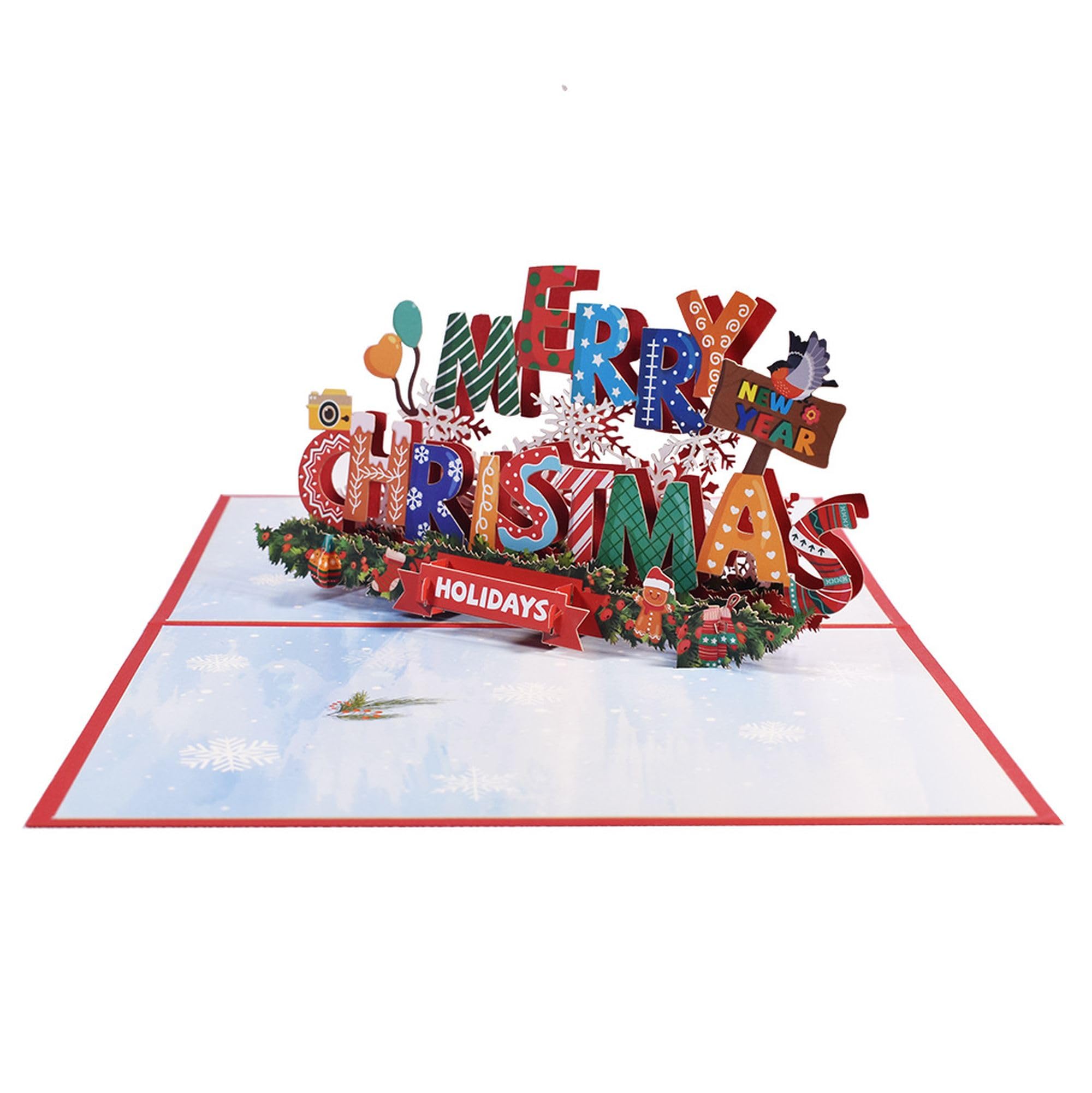 GFM® Christmas Holiday Season Unique 3D Pop Up Greeting Card For Men, Women, Family, Friends, Colleagues (Card-Xmas-MC-Holidays)