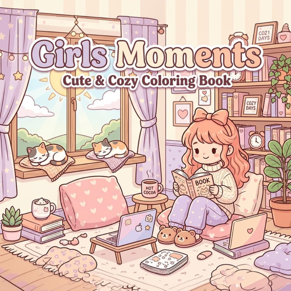 Cozy Coloring Girls Moments: A Relaxing Kawaii Coloring Book | 30 Whimsical Scenes for Stress Relief, Mindful Relaxation, and Creative Comfort