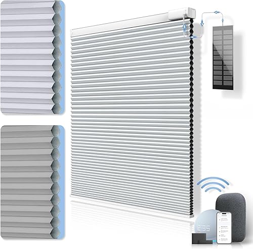 Persianas celulares motorizadas con control remoto (personalizable) (personalizable) con panel solar gratis: persianas celulares 100% opacas,