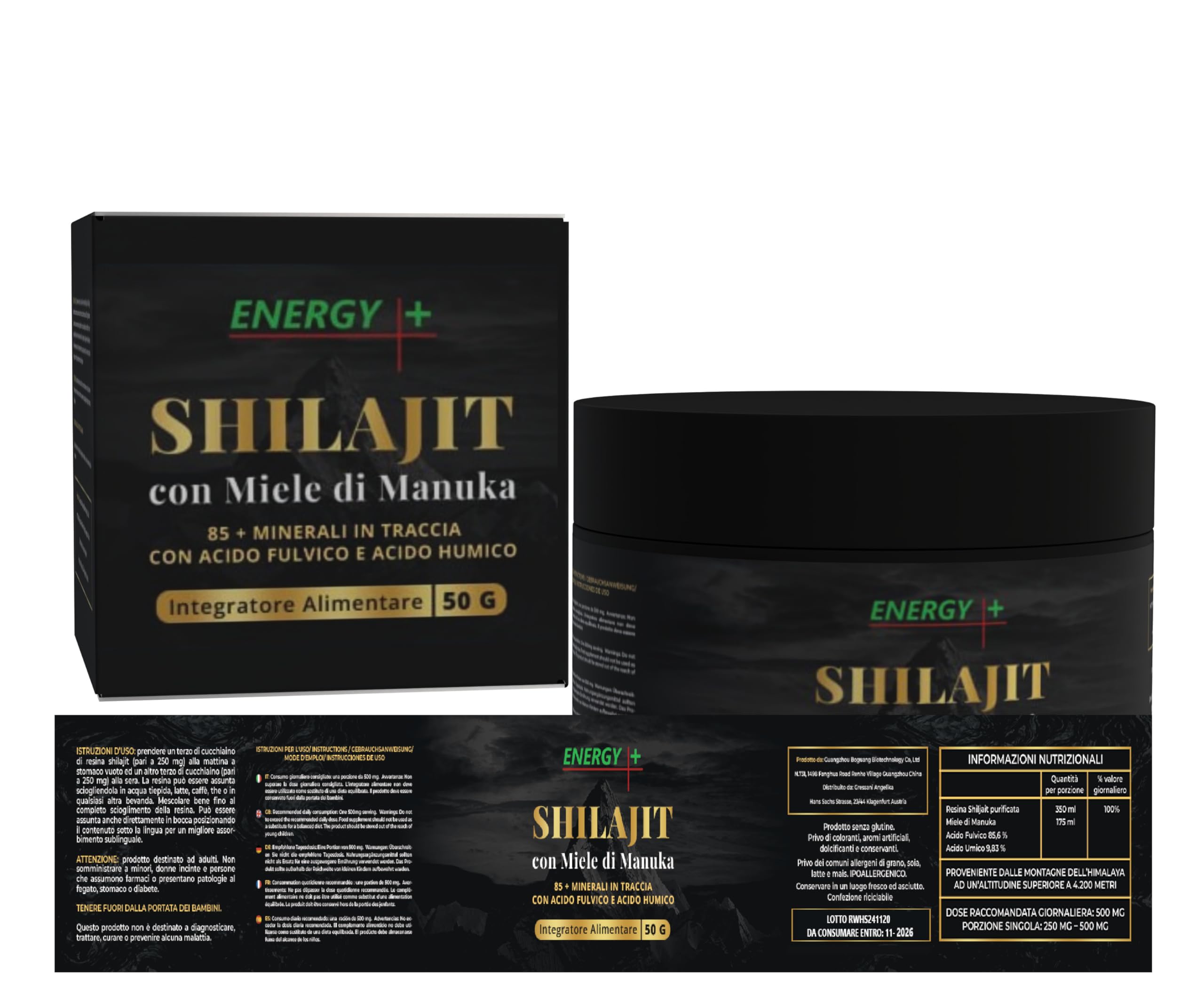 Resina di Shilajit Puro Originale dell'Himalaya con Miele di Manuka – Confezione da 50g - Energia Naturale e Immunità Potenziata – Scopri i Benefici di questa Composizione Rivoluzionaria