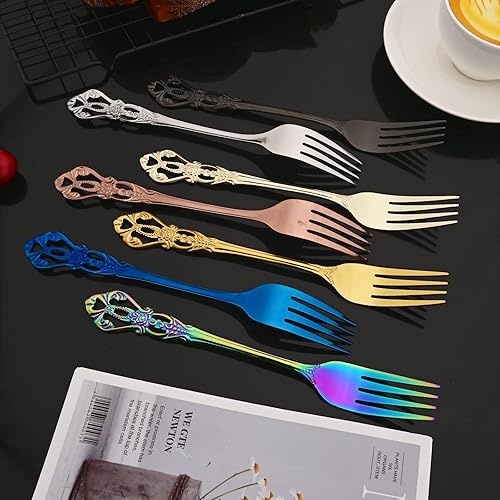 Miniatura 8 de JASHII 304 Royal Palace - Juego de cubiertos vintage de acero inoxidable para 4, 32 piezas, mango hueco en relieve, juego de tenedores y cuchillos