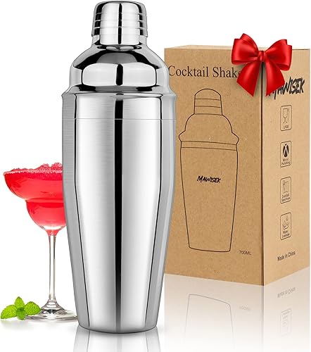 Coctelera Martini Shaker Bar Shaker de 25 onzas, herramientas de barra mezcladora de bebidas con colador integrado para camarero, mezclador