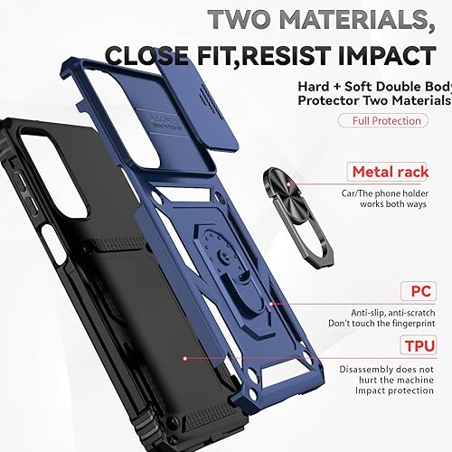 Miniatura 7 de Funda para Samsung Galaxy A16 5G con cubierta para lente de cámara, protector de pantalla HD, doble capa de grado militar, probada contra caídas,