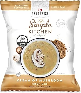 READYWISE - Simple Kitchen, Cream of Mushroom Soup, 17 Servings, MRE, Gluten Free, & Vegetarian, Food, Soup Mix, for Events, Hiking, Emergency Food Supply, Camping Essentials, or Daily Use, 1 Pack