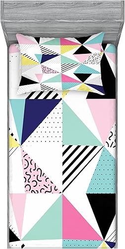 Ambesonne Juego de sábanas y fundas de almohada multicolor