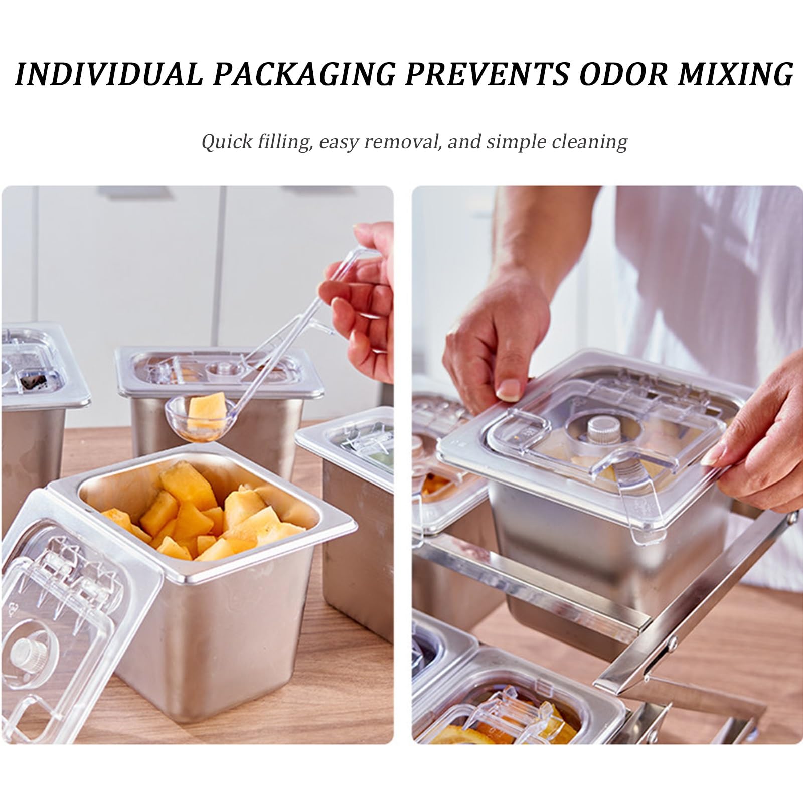 Questa Stazione per condimenti per Pizza con Coperchio Ribaltabile e Set di Palette, Supporto Organizer per spezie in Acciaio Inossidabile, Porta guarnizioni Inclinato da banco per Salse, ma