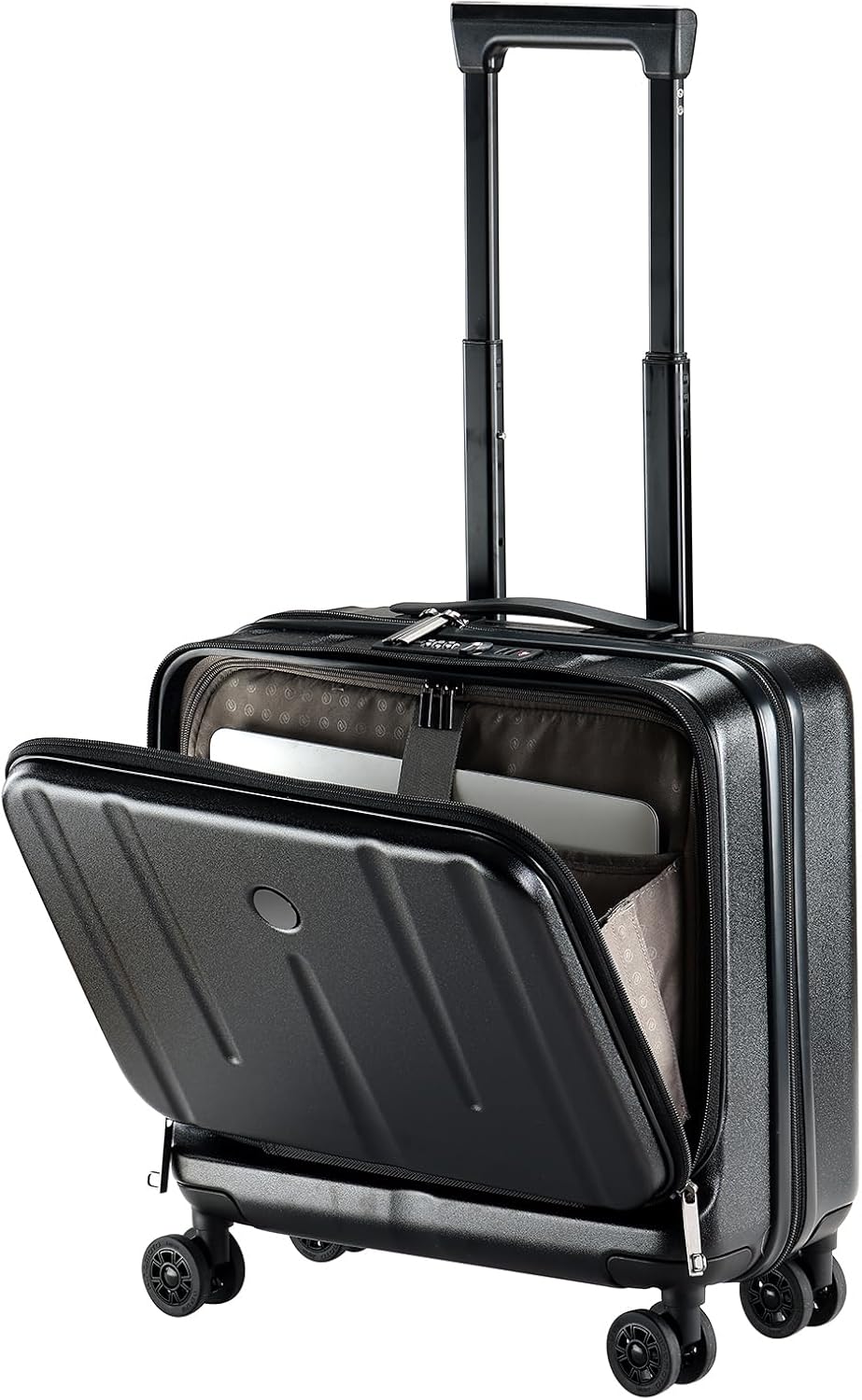 16″ Carry on Luggage with 2 Laptop Compartments, ABS+PC Suitcase with Dual Control TSA Lock, YKK, 4 Spinner Wheels, for Business Travel, Black 16″ Carry on Luggage with 2 Laptop Compartments, ABS+PC Suitcase with Dual Control TSA Lock, YKK, 4 Spinner Wheels, for Business Travel, Black